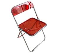 FDzkrtvm Sedia pieghevole in acrilico trasparente, Sedia pieghevole in acrilico impilabile struttura cromata for interni esterni camera da letto multicolore(Red)