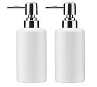 FE, dispenser di sapone liquido, 300 ml, dispenser di sapone liquido in ceramica, ricaricabile, per cucina, bagno, lavanderia (bianco, 2 pezzi)