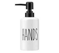 FE Dispenser di sapone per le mani, 300 ml, dispenser di sapone in ceramica bianca per lavello da cucina, dispenser di sapone da bagno con design moderno (mani)