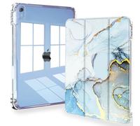 Feams - Custodia per iPad 10,9 pollici, leggera e sottile, per iPad 10.9, con retro trasparente, con porta matite e spegnimento automatico, per iPad di 10a generazione 2022, marmo, blu