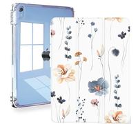 Feams Custodia per iPad A16 11ª generazione, 11 pollici, 2025, iPad 10ª generazione, 10,9 pollici, 2022, custodia sottile, retro trasparente, portapenne, modalità sleep automatica, fiori semplici