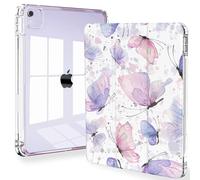 Feams Custodia per iPad Air 13 pollici M2 2024, Feams Slim iPad Pro 12,9 pollici 6a/5a/4a generazione 2022/2021/2020 custodia posteriore trasparente con spegnimento automatico e portapenne, farfalle