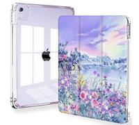 Feams Custodia per iPad Air 13 pollici M3 2025/M2 2024, sottile iPad Pro 12,9 pollici 6a/5a/4a generazione 2022/2021/2020, custodia posteriore trasparente con spegnimento automatico e portapenne