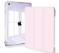 Feams Custodia per iPad Air 13 pollici M3 2025/M2 2024, sottile iPad Pro 12,9 pollici 6a/5a/4a generazione 2022/2021/2020 custodia posteriore trasparente con spegnimento automatico e portapenne, rosa