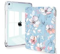 Feams Custodia per iPad Air 13 pollici M3 2025/M2 2024, sottile iPad Pro 12,9 pollici 6a/5a/4a generazione 2022/2021/2020 custodia posteriore trasparente con spegnimento automatico e portapenne, fiore