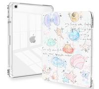 Feams Custodia per iPad di 9a generazione, custodia posteriore trasparente a tre pieghe con portamatite e spegnimento automatico per iPad 9a/8a/7a generazione 2021/2020/2019, conchiglia