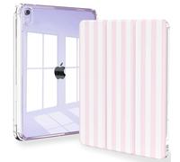 Feams Custodia per iPad mini 7 A17 Pro 2024, sottile e leggera a tre pieghe per iPad mini A17 Pro da 8,3 pollici 2024, cover posteriore trasparente con portamatite e spegnimento automatico, strisce