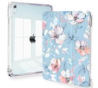 Feams Custodia sottile per iPad Air 11" M3 2025 / M2 2024, iPad Air 5a generazione 2022 / iPad Air 4a generazione 2020 10,9 pollici, custodia trasparente con portapenne e spegnimento automatico, fiore