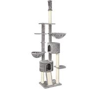 FEANDREA Albero per Gatti, al Soffitto, 2,4-2,6 m, Grigio Chiaro PCT110W01 | Albero per Gatti, Grigio Tortora, Collezione CLAWFY PCT110W01