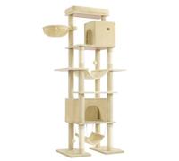 Feandrea Albero per Gatti Grande, Tiragraffi Multilivello XXL, Alto 201 cm, con una Piattaforma, un'Amaca, 2 Casette per Gatti, 2 Amache, Kit Antiribaltamento, Beige PCT195Y01V1