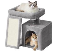 Feandrea Albero per Gatti Piccolo, Torre Tiragraffi per Gatti con Casetta, Rampa Graffiatoio Grande, Cuccia Superiore, Grotta, Alto 44,6 cm, Grigio Tortora PCT010GD01