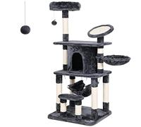 FEANDREA Albero per Gatto a Diversi Ripiani con Graffiatoio Amaca Tiragraffi Grande con Colonna in Sisal Naturale Grigio PCT25G