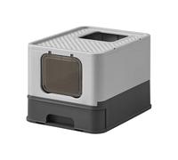 Feandrea Arenero per Gatti, Scatola con Vassoio Estraibile, Paletta, Spazzola, Spazioso per Gatti Grandi, Carico 15 kg, Antifuoriuscita, Grigio Carbonio e Grigio Tortora/Avena e Grigio Caldo/Bianco