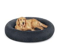 Feandrea Cuccia Cane Interno, Cuccia per Cani, Lettino per Animali Domestici a Ciambella, Cuscino Sfoderabile e Lavabile, Tappeto di Peluche, Diametro 120 cm, Grigio Scuro PGW043G02