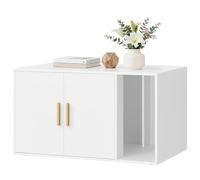 Feandrea CUSTOS Collezione - Mobile Lettiera per Gatti, Toilette per Gatti Moderna, Ingresso Frontale, Doppie Ante con Maniglie, Utilizzabile come Tavolino, 80 x 50 x 45 cm, Bianco Opaco PCL020WB02
