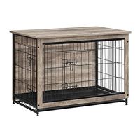 Feandrea Gabbia per Cani, Mobile Tavolino, Cuccia Moderna da Interno per Cani fino a 32 kg, Gabbia per Cuccioli, Vassoio Multiuso Rimovibile, Casetta per Animali, 2 Porte, Greige PFC003G01