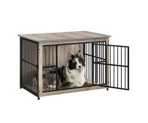 Feandrea Mobile Gabbia per Cani, Gabbia Moderna da Interno con Base Chiusa, 2 Porte, L, per Cani fino a 32 kg, Husky, Border Collie, Shiba Inu, American Bully, Greige Melange PFC023G01