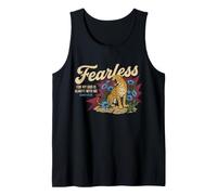 Fearless God Is Always with Me, Disegno Floreale con Gatto Grande Canotta