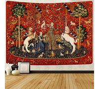FEASRT Arazzo medievale con donna e unicorno, per camera da letto, soggiorno, appartamento e dormitorio, 203 x 152 cm