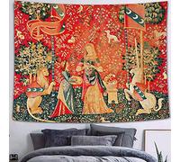 FEASRT GTQQAY1207 - Arazzo medievale con unicorno, da appendere alla parete, per camera da letto, soggiorno, dormitorio, 203,2 x 152,4 cm