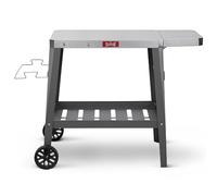 Feasto Carrello da tavolo per barbecue all'aperto, tavolo da forno per pizza con ruote, carrello da banco in acciaio inossidabile con tavolo allungabile pieghevole, versatile carrello per la