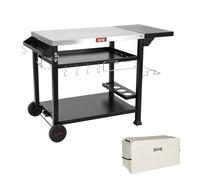 Feasto Carrello della spesa per barbecue da esterno, supporto da tavolo per forno per pizza per esterni e interni, 101,6 x 66 cm, in acciaio inossidabile, tavolo da pranzo con ruote per la