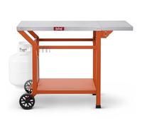 Feasto Tavolo per barbecue da esterno, 101 x 50 cm, mobile per forno per pizza con ruote, per barbecue all'aperto, preparazione di alimenti, carrello da banco in acciaio inox con ripiano portaoggetti