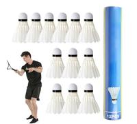 Feather Badminton Shuttlecocks, Foam Sponge Head Trainer Balls, Speed Training Badminton Practice, Stable Design, Hitting for Youth Players, 12PCS, Indoor/Outdoor Beach Racket Games