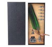 Feather Dip Pen Set Calligrafia antica Penna da scrittura Set calligrafia Penna d'oca Penna d'oca per bambini Amico Set di compleanno di Natale(verde)