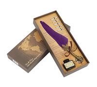 Feather Dip Pen Set calligrafia Penna d'oca Penna da scrittura vintage antica Penna d'oca Set Penna stilografica per insegnanti Amico Set di compleanno di Natale(Viola)