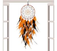 Feather - Fatto A Mano | Nursery Wall Art Ornament Craft Con Perle Aranci, Feather Dream Catcher Fatto A Mano Per Adulti Fatti A Man