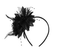 Feather Hair Ribbon, fascia per capelli 1920s, da donna, per matrimonio, festa di tè, headwear, cocktail party (nero)