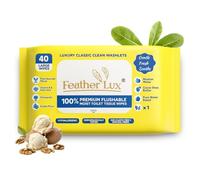 Feather Lux Asciugamani WC lavabili, acqua micellare, burro di cacao e karitè, vitamina E, aloe vera, prugna dorata, asciugamani di camomilla, biodegradabili, di alta qualità, grande, carta igienica