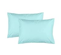 Feather & Stitch - Federa per cuscino queen size, 100% cotone, 300 fili, ultra morbida, con chiusura a busta, resistente alle pieghe, non scolorisce, 50,8 x 76,2 cm (standard/Queen, acqua)