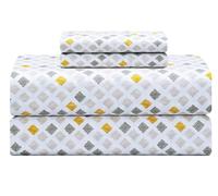 Feather & Stitch - Set di lenzuola in 100% cotone più morbide, set di lenzuola per letto queen size, set di 4 pezzi, biancheria da letto in percalle a 300 fili, tasca profonda 40,6 cm, lenzuola