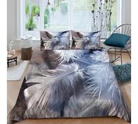 Feather textureSet Di Copripiumino microfibra 3 Pezzi stampa di 3D cerniera nascosta Soft natural style copripiumino con federa soffice ultra morbido e traspirante for bambini King（220x240cm）