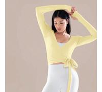 FeatherFit™ Split Decision 2-in-1 Reversibile Morbido Elastico Traspirante Top a Maniche Lunghe con Vita Annodata, Adatto per Yoga, Pilates, Uso Quotidiano e Casual, Perfetto per San Valentino L,M,S,X
