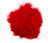 Feathers, size 5-12 cm, red, 15pcs