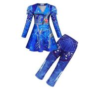Febbabe Costume da discendente per ragazze, per feste di compleanno, vestito Evie con cerniera a maniche lunghe con pantaloni, set da 2 pezzi, per bambini, Halloween, Giornata mondiale del libro, 9-10
