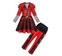 Febbabe Descendants - Costume da principessa, composto da 4 pezzi, composto da maglia a maniche lunghe e pantaloni, per Halloween, giochi di ruolo, per la Giornata mondiale del libro, 9-10 anni,