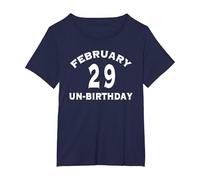 Febbraio 29 Compleanno bisestile Un-Birthday T-Shirt Maglietta, Donna Plus-Size, Navy, 1X