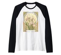 Febbraio Compleanno Iris Fiori Stile Liberty Maglia con Maniche Raglan