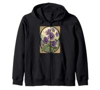 Febbraio Compleanno Viola Fiori Stile Art Nouveau Felpa con Cappuccio
