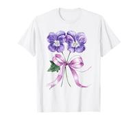 Febbraio Fiore Nascita Viola del Pensiero Acquerello Blo Maglietta