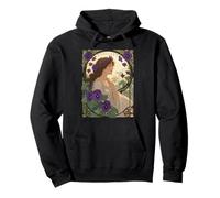 Febbraio Viola Nascita Fiore Stile Art Nouveau Felpa con Cappuccio