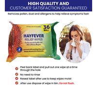 Febbre da Fieno Sollievo Viso Salviette Rimuove & Trattiene Polline,Polline