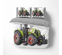 FEBE Set copripiumino 3D Tractor 135 x 200 cm + federa 80 x 80 cm double-face 2 pezzi con chiusura lampo