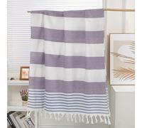 FEBE Telo mare mare viola e blu, 100% cotone, 180 x 80 cm, ultraleggero, con panno per hammam, asciugamano da sauna, coperta da picnic