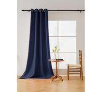 FEBE Tenda oscurante oscurante blu scuro, 140 x 250 cm, con occhielli, per soggiorno, camera da letto, 1 pezzo