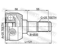 FEBEST Set Giunto Albero Trasmissione Ponte Posteriore Interno per KIA